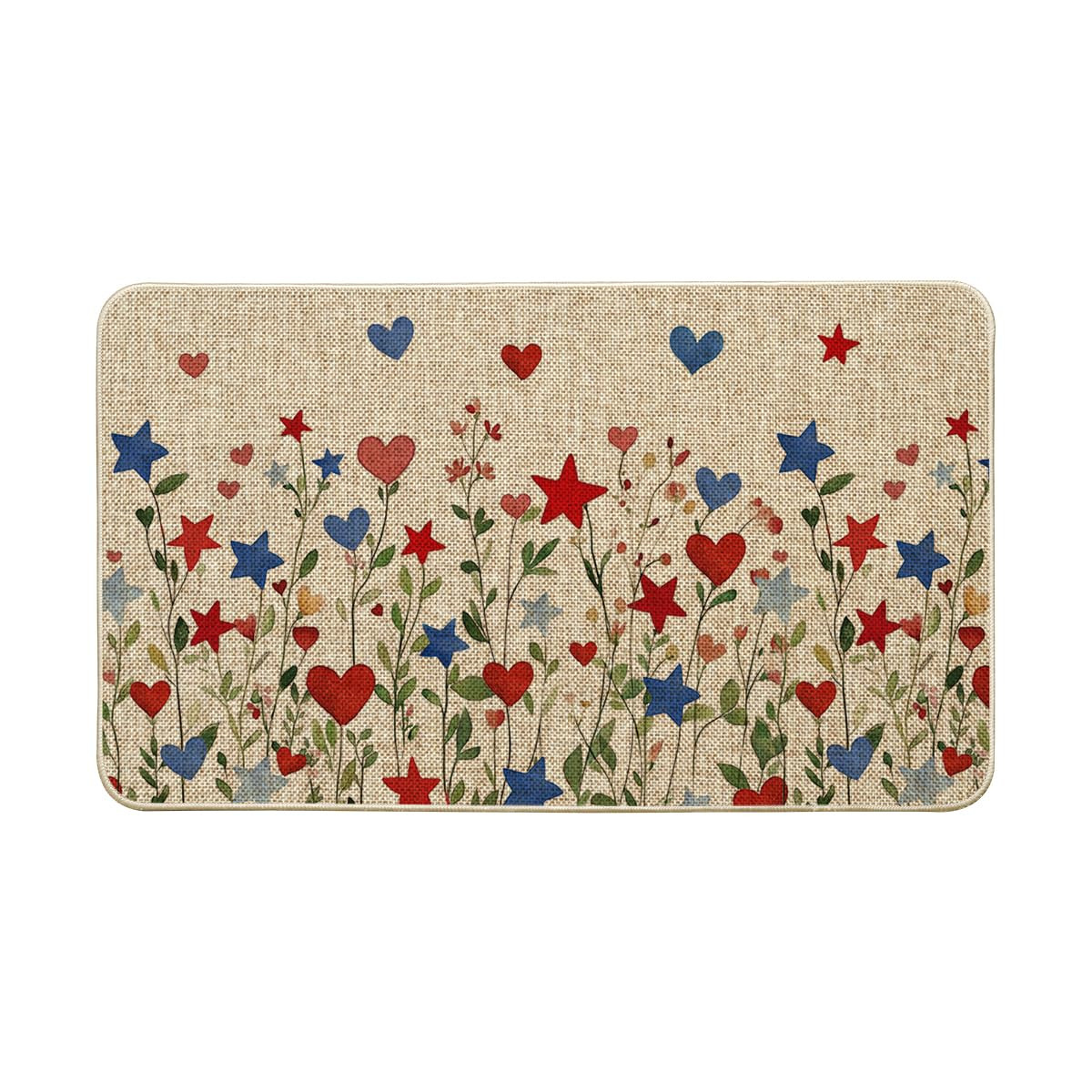Artoid Mode Red Blue Star Flowers Patriotic 4TH of July Doormat, Memorial Day Home Decor Low-Prof... | Amazon (US)