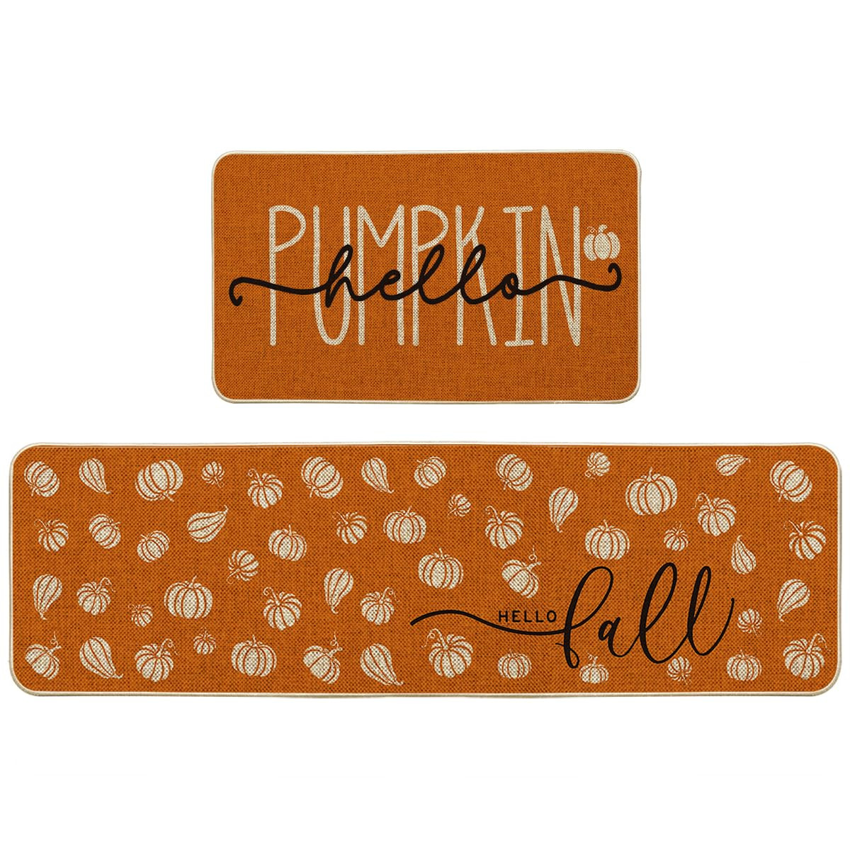 Artoid Mode Orange Hello Pumpkin Fall Kitchen Mats Set of 2, Autumn Home Decor Low-Profile Kitche... | Amazon (US)