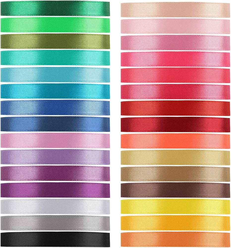 Value Satin Ribbon Pack 30 Color 750 Yard Total, Tomorotec 3/8 inch 25 Yard Each Silk Satin Rolls... | Amazon (US)