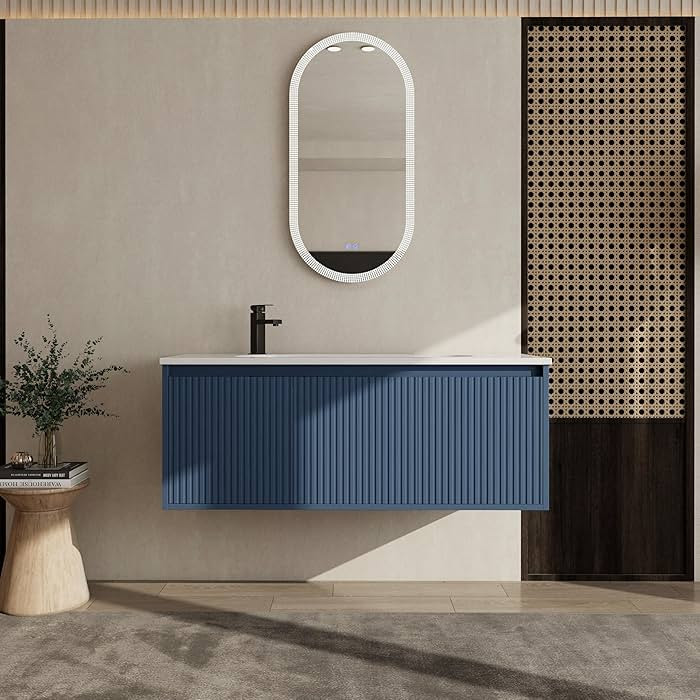 48 inch Bathroom Vanity with Sink, Modern Floating Single Sink Bathroom Vanities Set, Soft Closin... | Amazon (US)