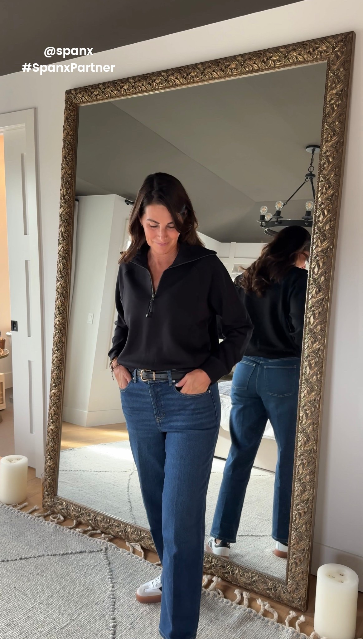 @Spanx has the comfiest stuff - I love this half-zip for the season change and the jeans are a timeless staple. My code GOSIMPLIFIEDXSPANX will get you 15% off and free shipping on your first order. 
I’m wearing medium in all :) #SpanxPartner