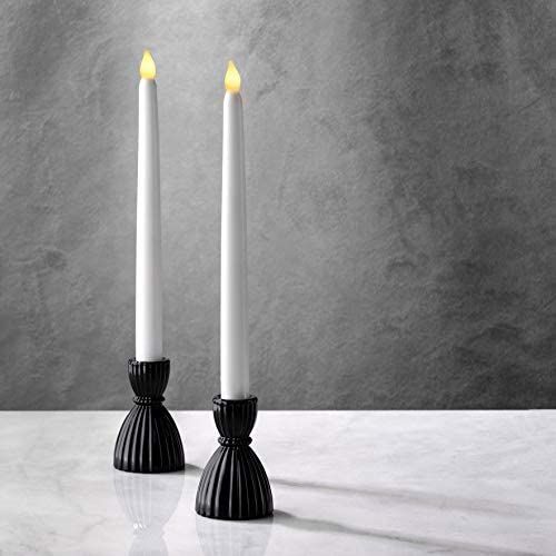 Black Candlestick Holder Set - Glass Taper Candle Holders, Glossy Black Finish, 3.5 Inch Height, ... | Amazon (US)