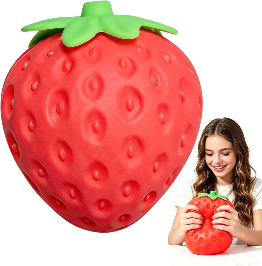 8in Giant Strawberry Squishy, Jumbo Big Cute Realistic Strawberry Stress Ball Soft Squishys Slow ... | Amazon (US)
