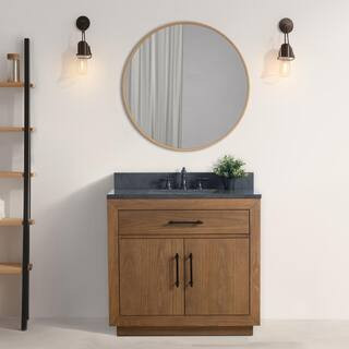36 in. W x 22 in. D x 38 in. H Single Sink Bathroom Vanity in Tan with Black Limestone Top | The Home Depot