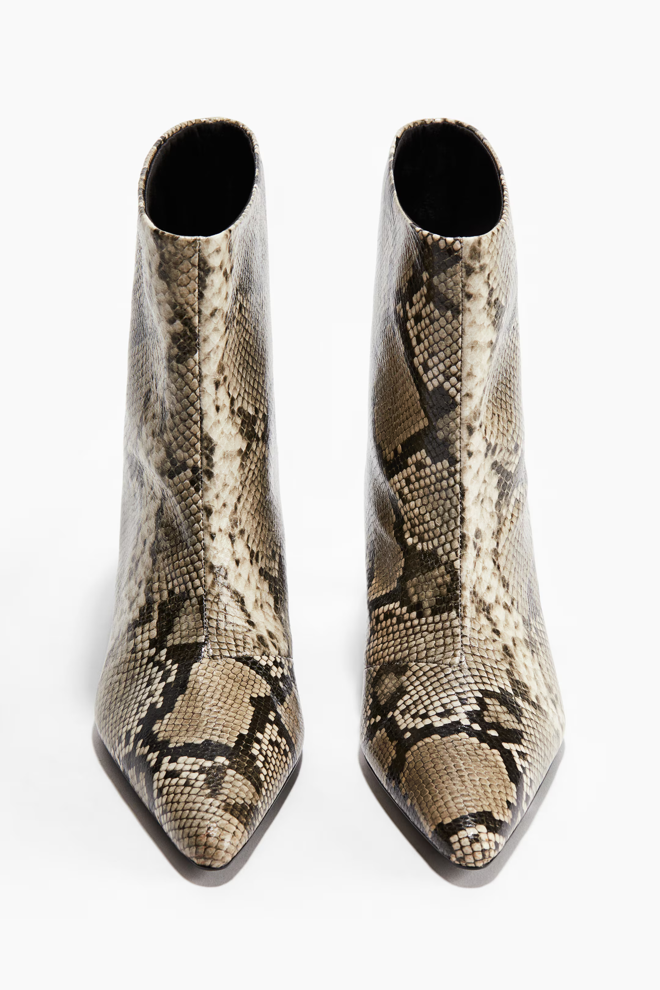 Heeled ankle boots - Beige/Snakeskin pattern - Ladies | H&M GB | H&M (UK, MY, IN, SG, PH, TW, HK)