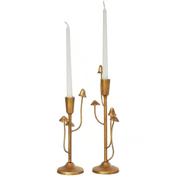 Gold Metal Mushroom Inspired Abstract Candle Holder (Set of 2) | Bed Bath & Beyond