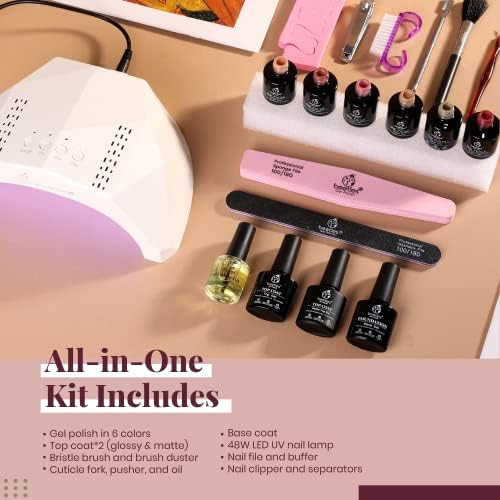 Beetles Gel Nail Polish Kit with U V Light Starter Kit, Gel Polish 6 Nude Gel Nail Polish Set wit... | Amazon (US)