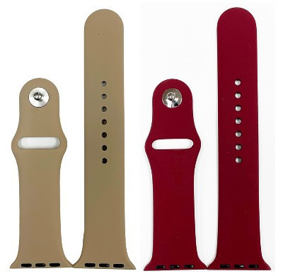 Tan Burgundy 2 Pack Solid Silicone Apple Watch Band 42MM | Target
