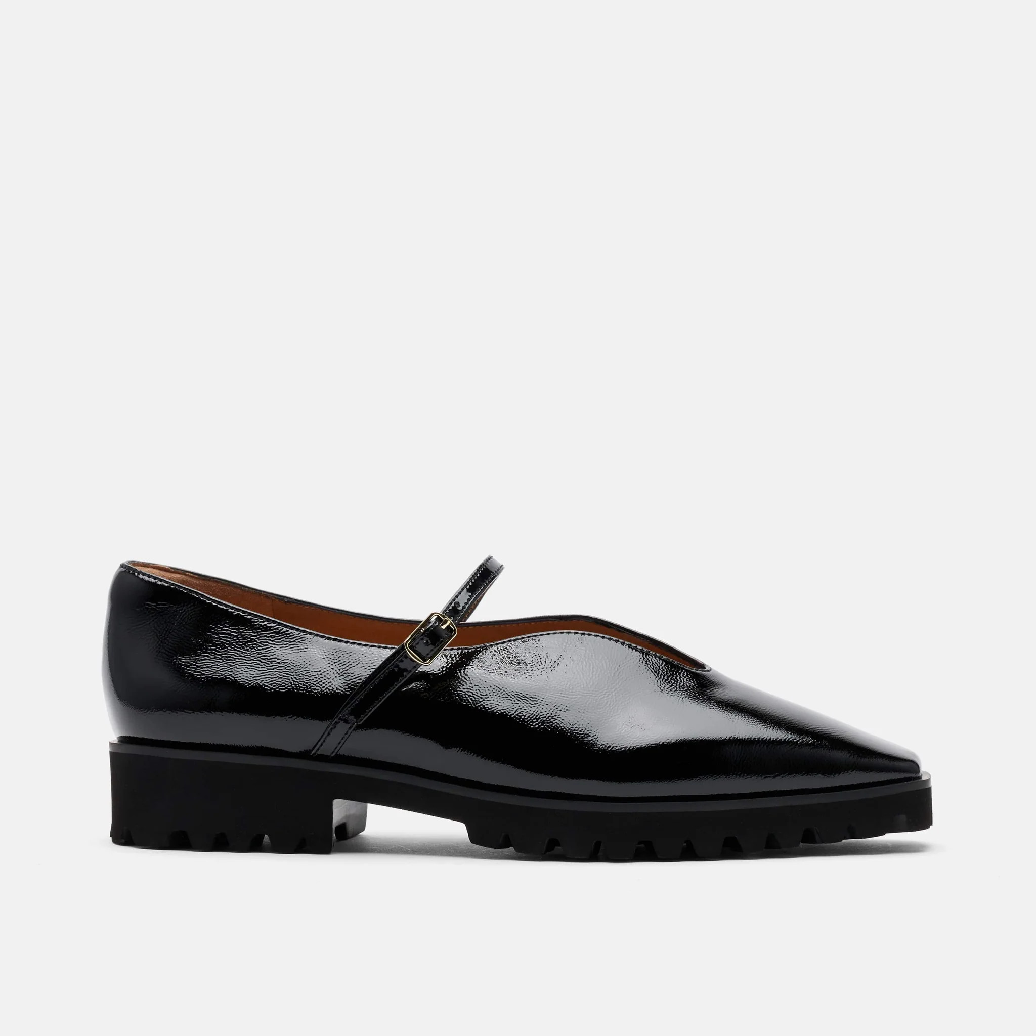 Roxie Black Patent Leather Lug Mary Janes | Marc Nolan