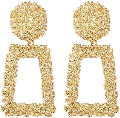 LOKLIFFAI Ginkgo Leaf Flower Earrings, Gold Geometric Statement Earring for Women Girls, 14K Gol... | Amazon (US)