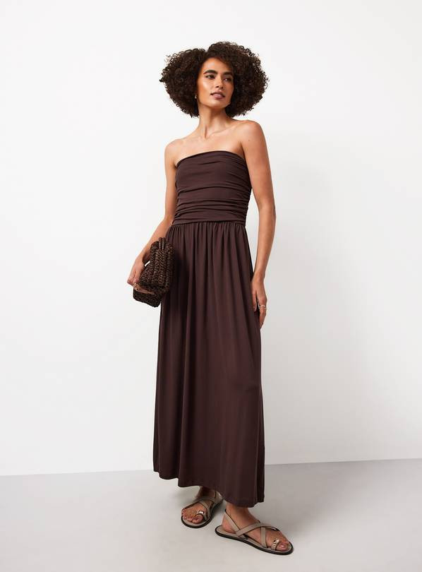 Buy Dark Brown Jersey Bandeau Style Maxi Dress 6 | Maxi | Tu | Tu Clothing