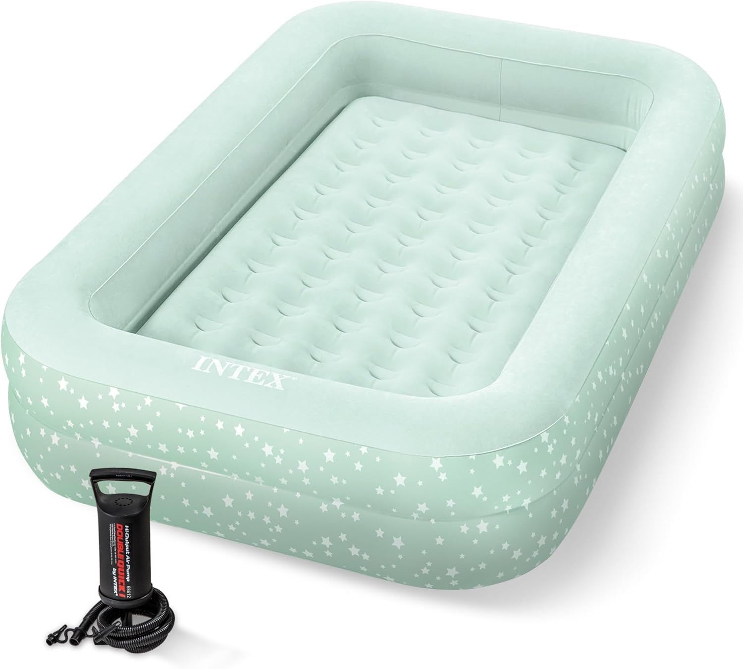 Intex Kids Travel Air Mattress Inflatable Bed with Raised Sides and Hand Pump - Portable Blow-Up ... | Amazon (US)