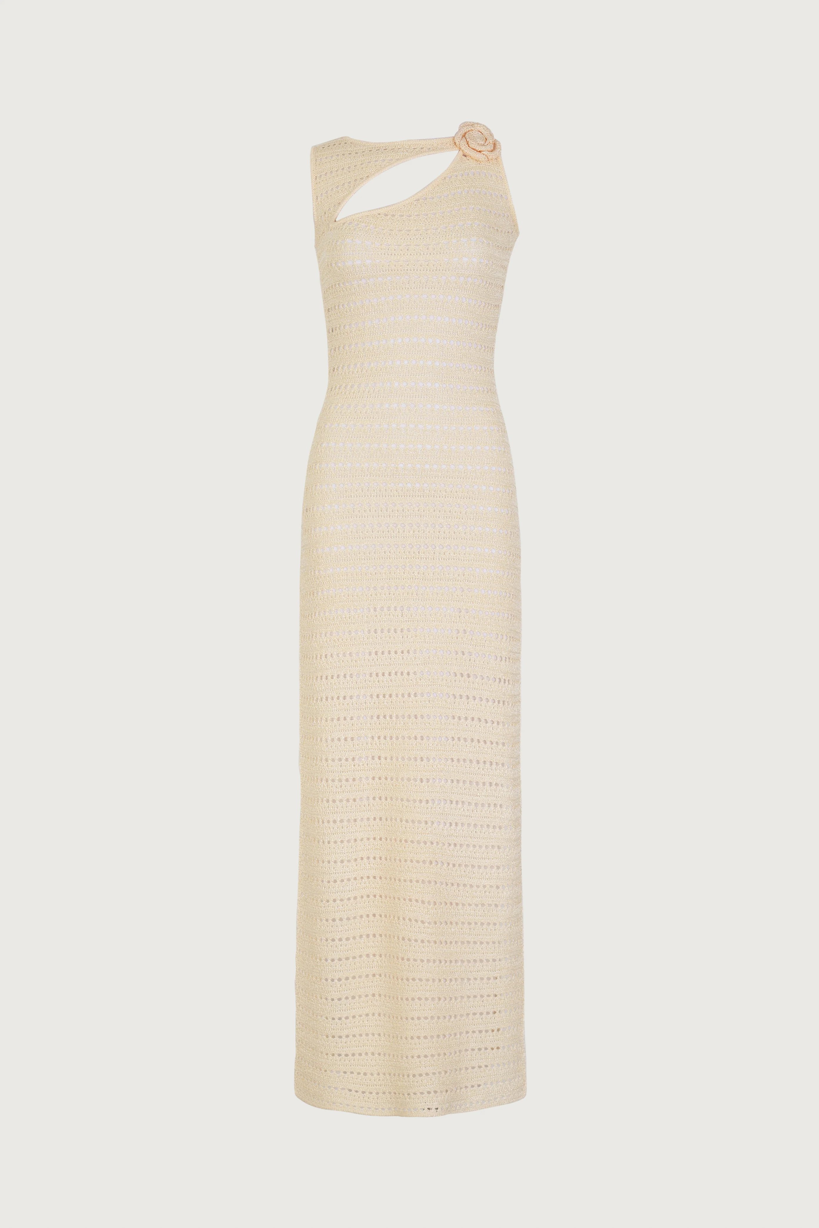 Rosette Sleeveless Crochet Dress (Cream) | SAME