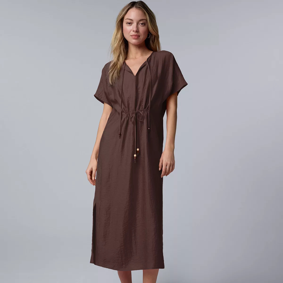 Women's Simply Vera Vera Wang Drawstring Midi Dress, Size: XL, Dark Red | Kohl's