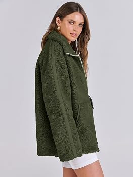 ANRABESS Womens Fleece Jacket Oversized Zip Up Sherpa Fuzzy Casual Coats Winter Fall Outerwear 20... | Amazon (US)