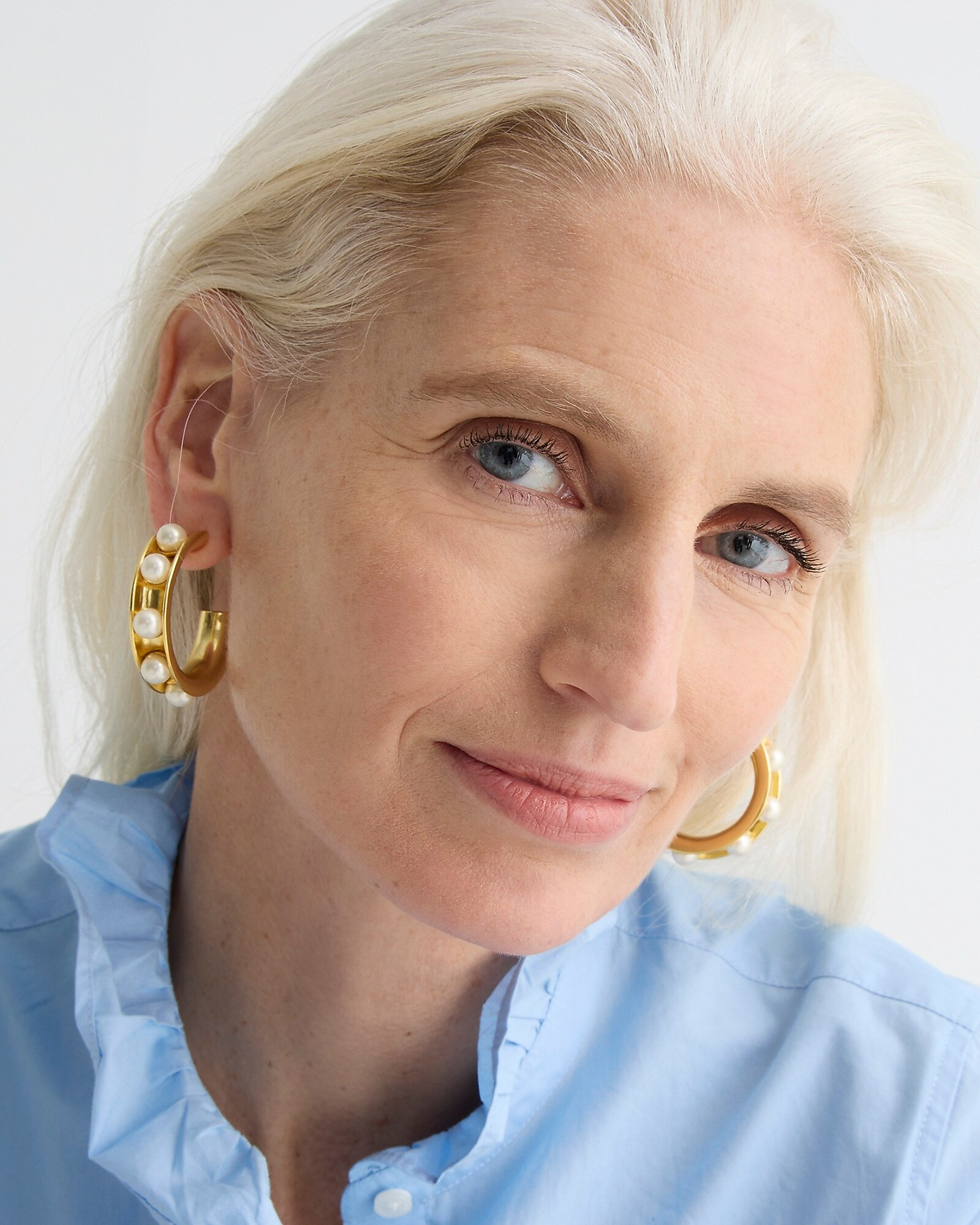 Pearl-studded hoop earrings | J. Crew US