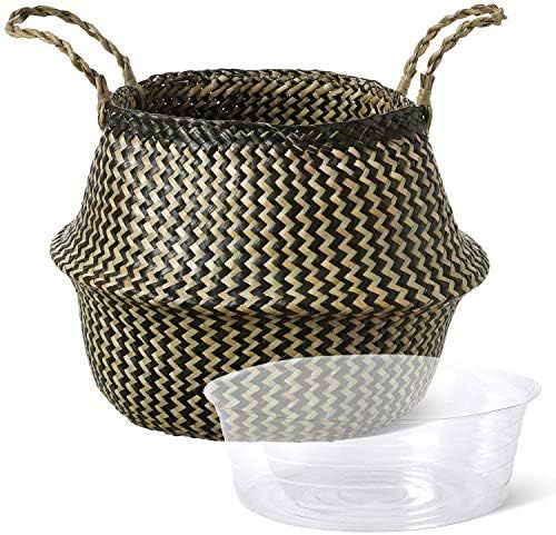 LE TAUCI Seagrass Belly Basket, Woven Plant Pot Basket, Home Decor Storage Laundry Picnic Grocery... | Amazon (US)
