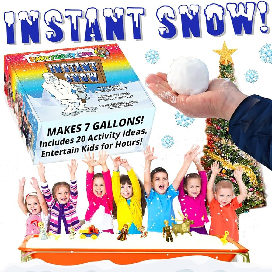 PARTY GOAT Instant Snow Powder for Sensory Play & Decor. 18oz Makes 7 Gallons of Fake Snow. Up to... | Amazon (US)