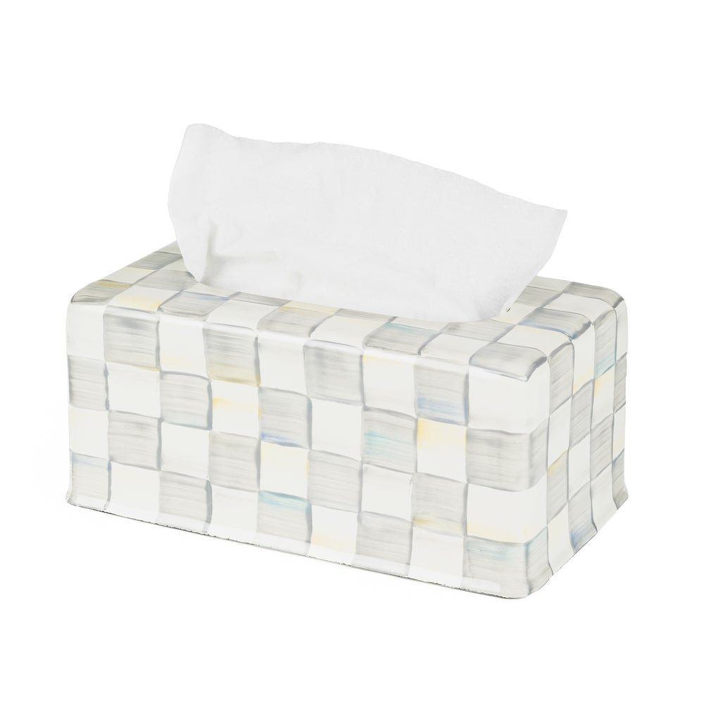 Sterling Check Standard Tissue Box Cover | MacKenzie-Childs