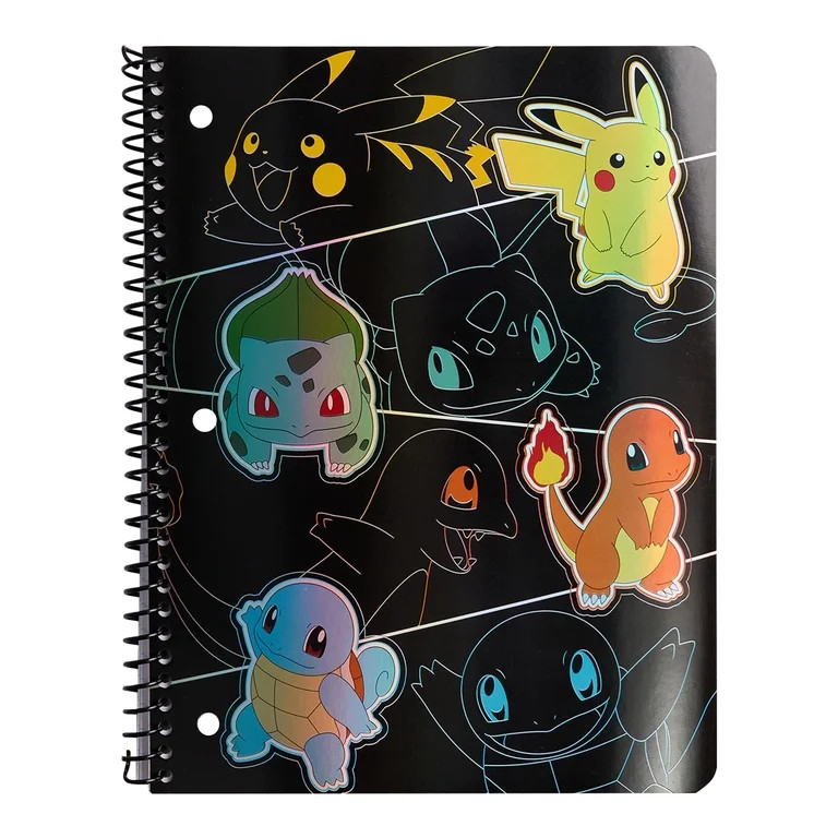 Pok\u00e9mon 1-Subject Wide Ruled Spiral Notebook, 80 Sheets, Black | Walmart (US)