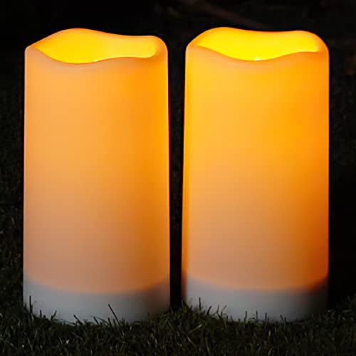 Homemory Solar Candles Outdoor Waterproof, 3"x6" Rechargeable Solar Powered Lights, Flameless Flickering Dusk to Dawn Sensor Outdoor Pillar Candles for Halloween, Lanterns, Garden, Patio, Porch | Amazon (US)