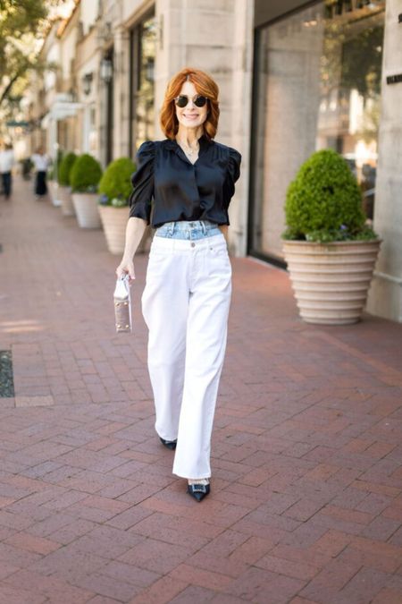 Obsessed with these double-waisted white jeans!

#LTKover40 #LTKshoecrush #LTKstyletip