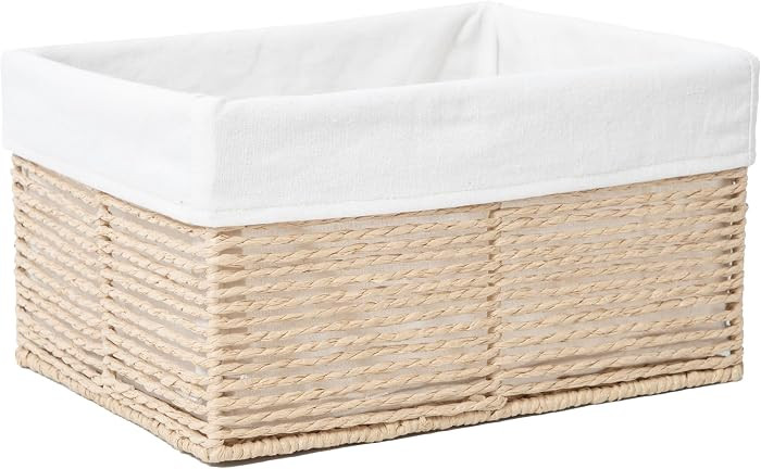 Hand-Woven Paper Rope Storage Baskets,Rectangular Wicker Baskets for Organizing,Decorative Woven ... | Amazon (US)