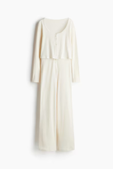H & M - Pyjama aus Pointelle-Baumwolle - Weiß - Damen | H&M (DE, AT, CH, NL, FI)