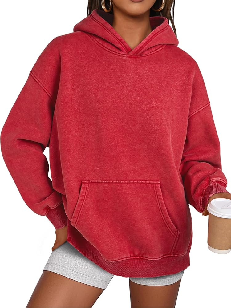 Trendy Queen Oversized Hoodies for Women Acid Wash Sweatshirt Cute Pullover Fall Winter Long Slee... | Amazon (US)