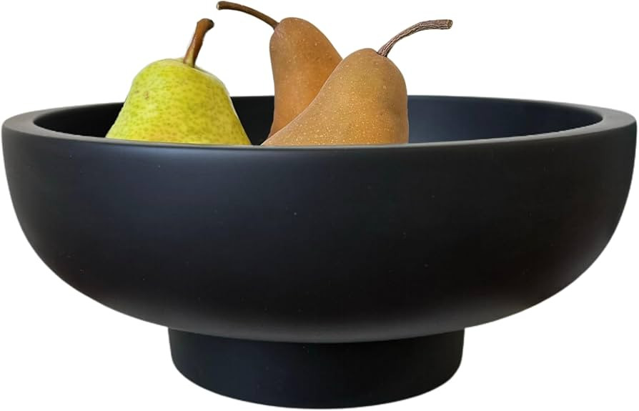 OAKOA Concrete Black Decorative Bowl for Home Decor - Black Fruit Bowl - Modern Pedestal Coffee T... | Amazon (US)