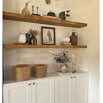 ROGMARS 36 Inches Long Walnut Floating Shelves,Rustic Solid Wood Farmhouse Wall Shelves with Invi... | Amazon (US)