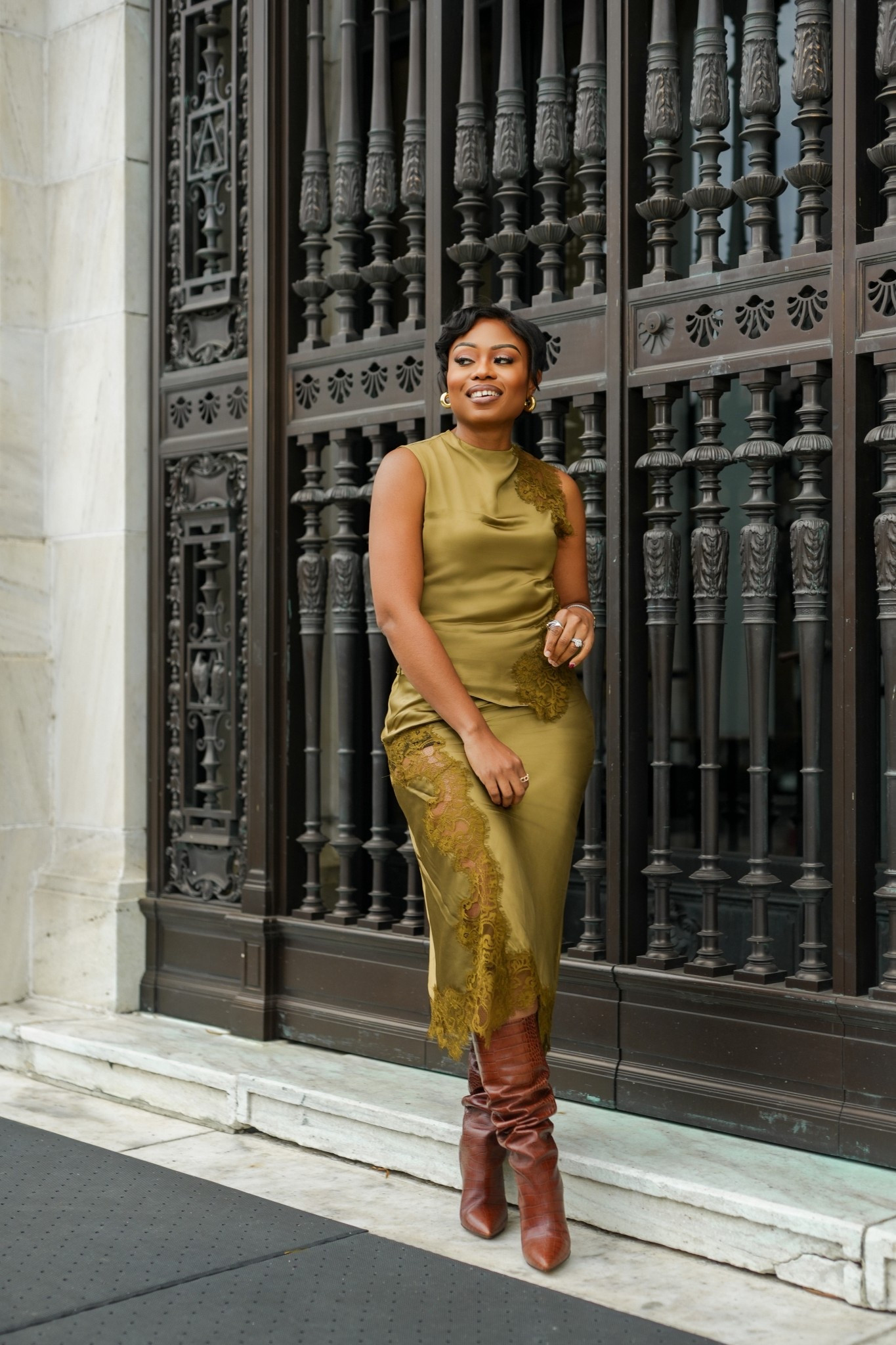 Lace details for fall…

A.L.C lace top and skirt combo paired with brown knee hight boots 

#LTKSeasonal #LTKShoeCrush #LTKOver40