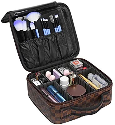 Travel Makeup Bag, Packism Professional Makeup Train Case Waterproof Leather Cosmetic Bag for Wom... | Amazon (US)