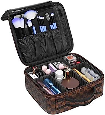 Travel Makeup Bag, Packism Professional Makeup Train Case Waterproof Leather Cosmetic Bag for Wom... | Amazon (US)