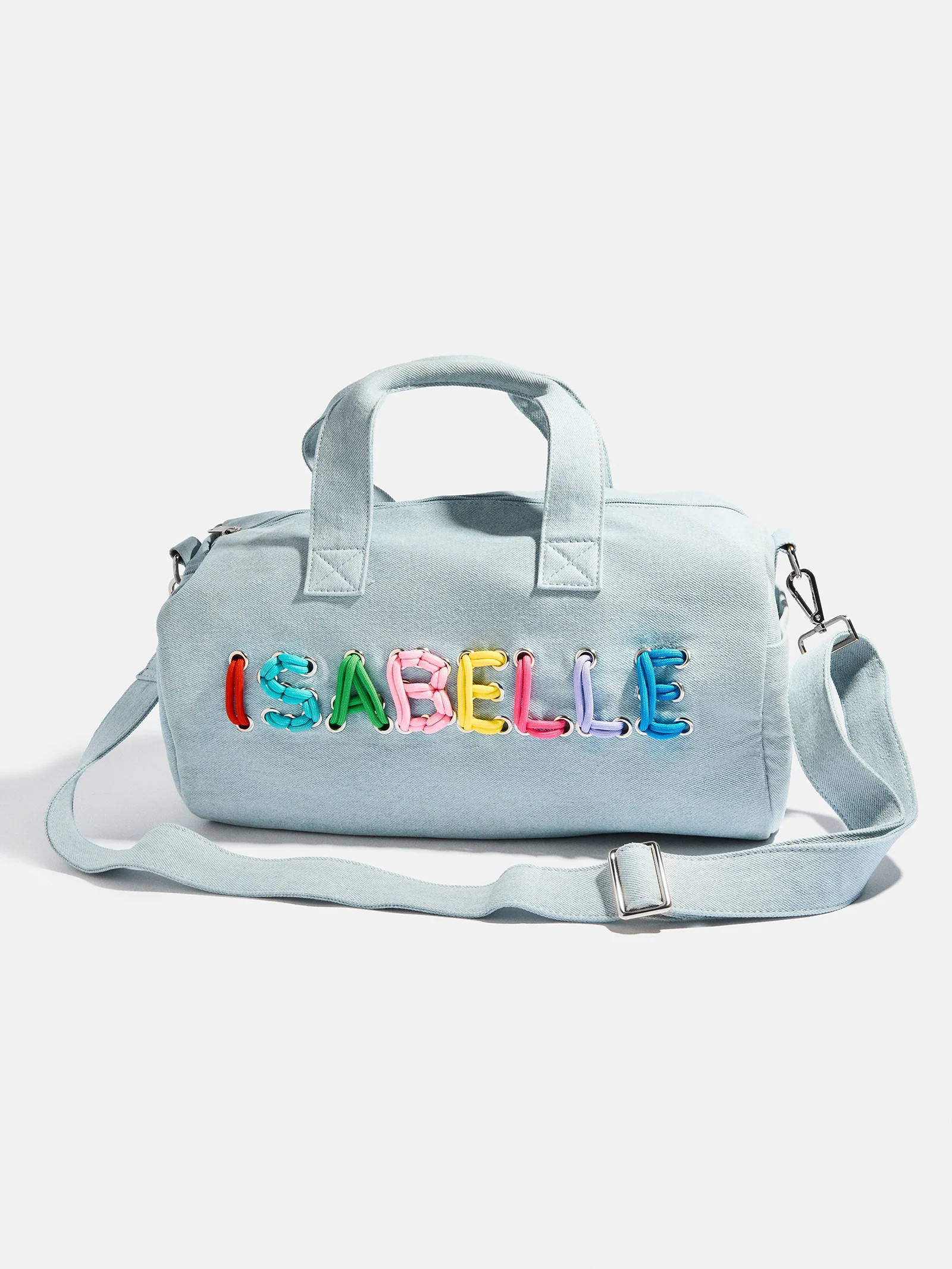 Thready to Go Kids’ Custom Duffle - Light Denim/Multi | BaubleBar