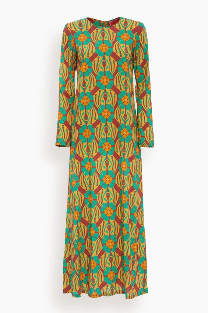Long Sleeve Swing Dress in Clover | Hampden Clothing