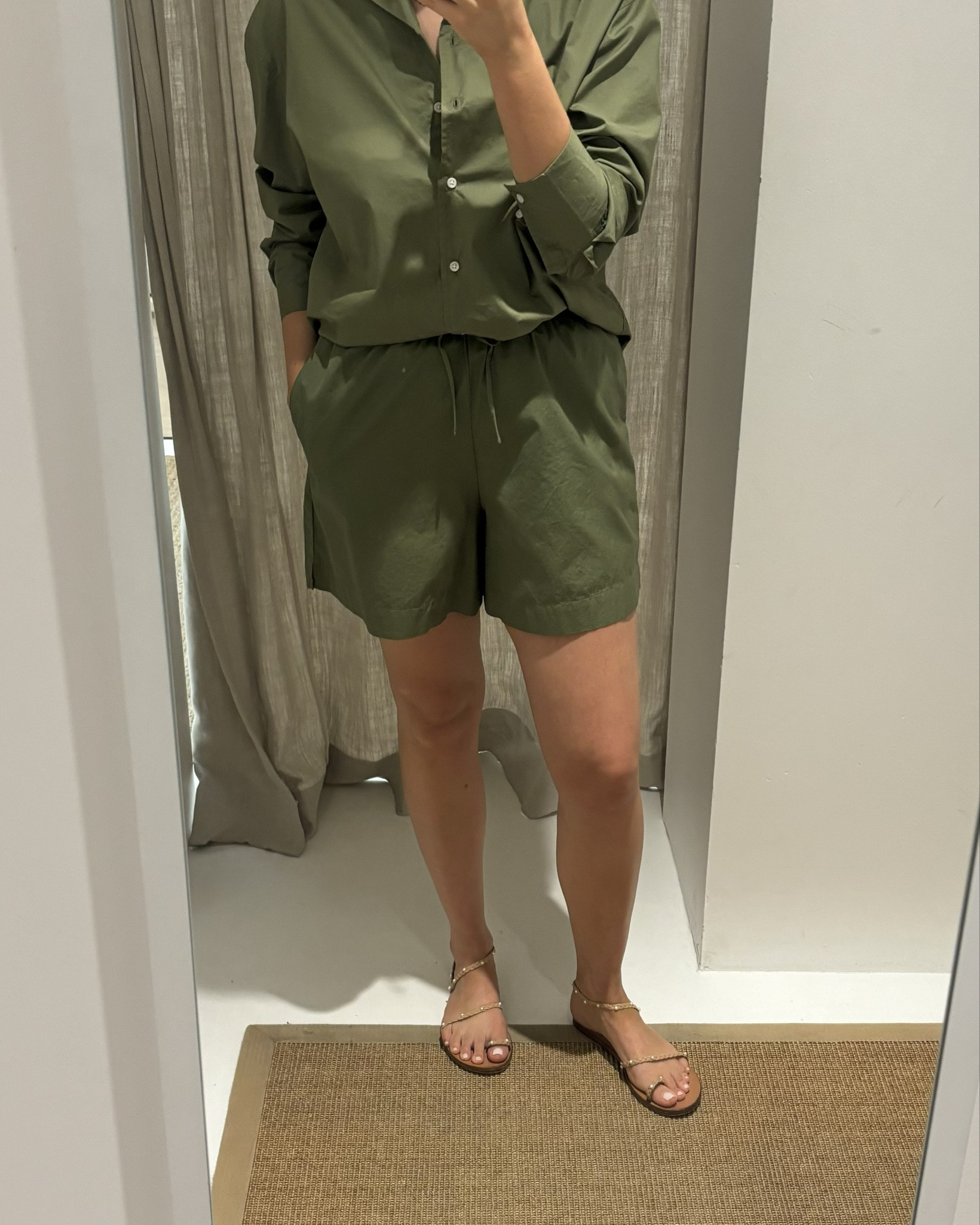 Chic green shirt and short set - ideal for spring and summer. You can wear the shirt open with a white top underneath. I am wearing a size 10 in both the shirt and shorts.

#LTKaustralia #LTKsummer #LTKspring