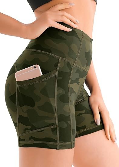 Persit Women's High Waist Workout Yoga Shorts with Side & Inner Pockets, Non See-Through Tummy Co... | Amazon (US)