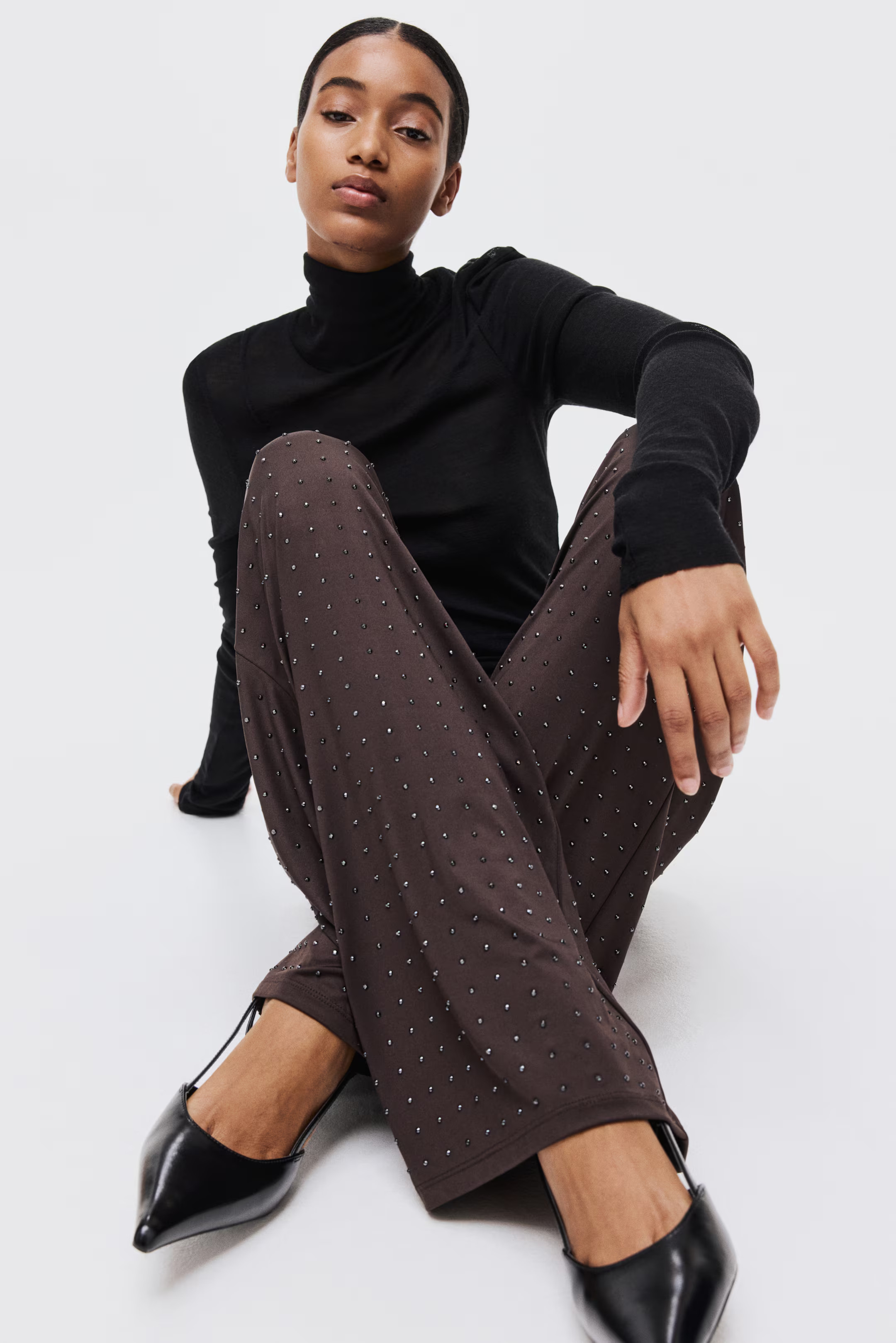 Rhinestone-embellished jersey trousers | H&M (US + CA)