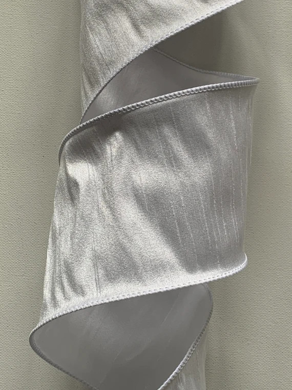 1.5" 2.5" or 4" White Dupioni ~ Faux Silk ~ Fabric Ribbon ~ Wired Edges ~ By The Roll | Etsy (US)
