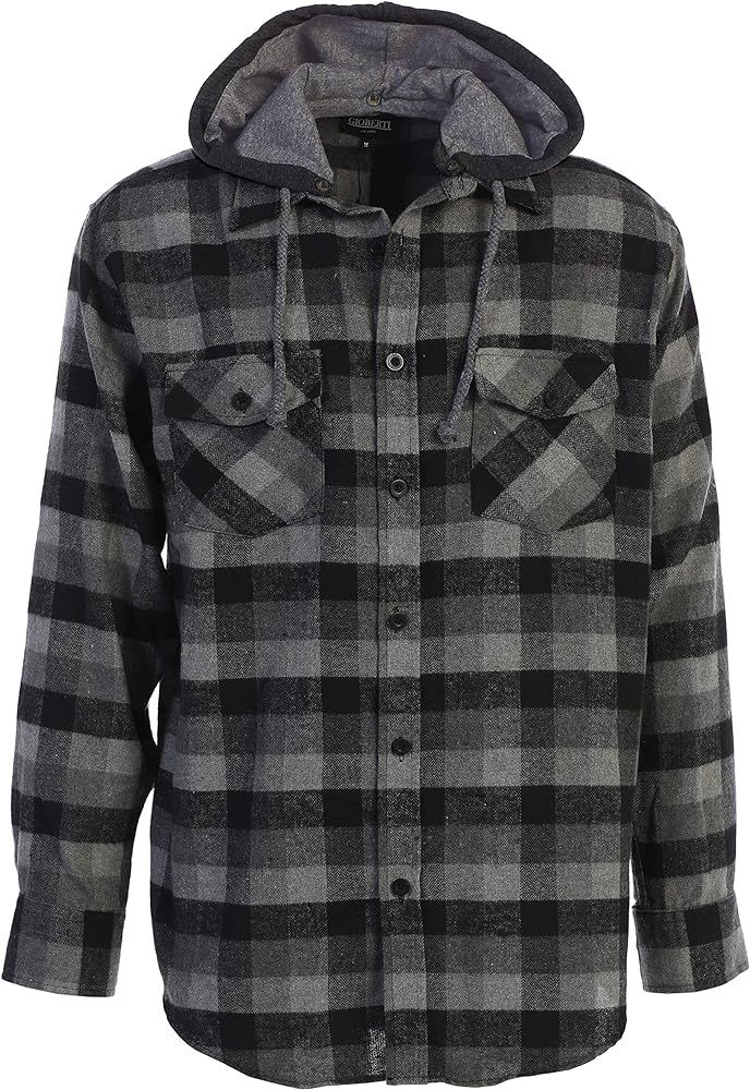 Gioberti Men's Removable Hoodie Plaid Checkered Flannel Button Down Shirt | Amazon (US)