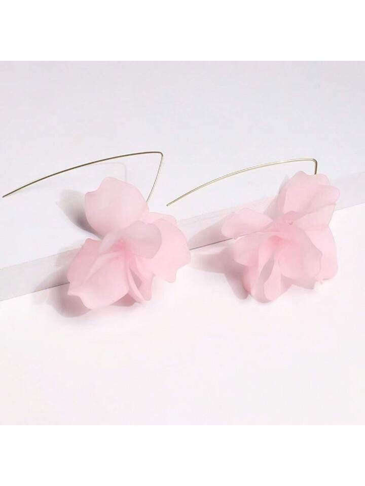 1 Pair Fashionable Long Floral Resin Statement Earrings, Versatile For Women | SHEIN