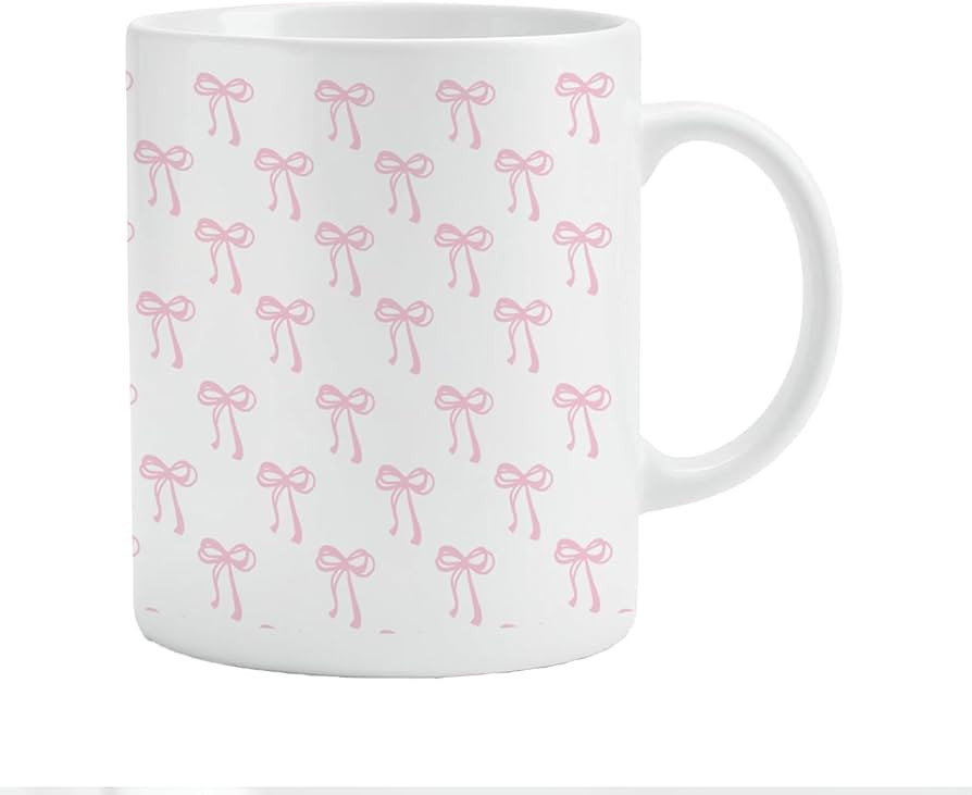 Pink Bows Ceramic Mug Coffee Cup,Coquette Pink Bows Coffee Mug 11oz,Pink Bows Mug Gifts For Women... | Amazon (US)