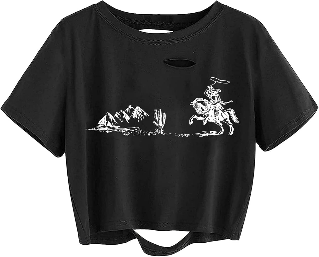 Avanova Women Los Angeles Graphic Distressed Oversized Crop Top Short Sleeve Ripped Boxy Loose Te... | Amazon (US)