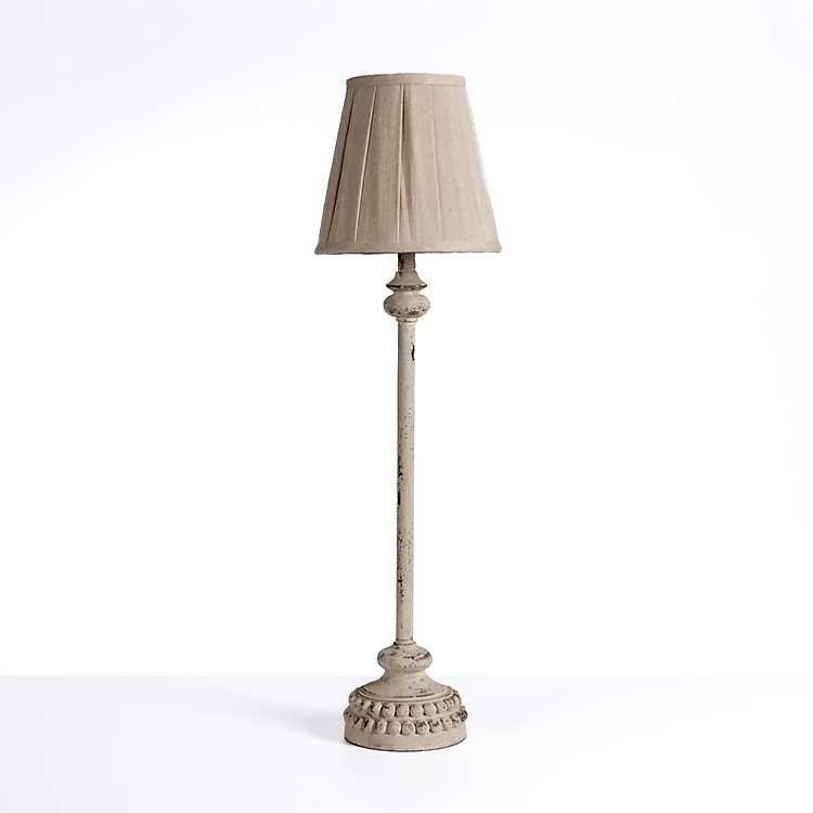Distressed Ivory Pleated Shade Buffet Lamp | Kirkland's Home