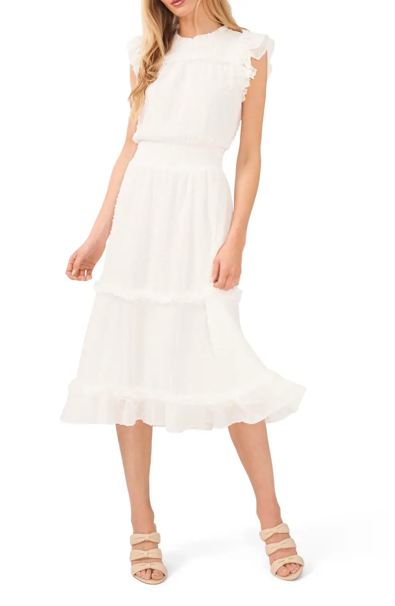 Clip Dot Flutter Sleeve Midi Dress | Nordstrom