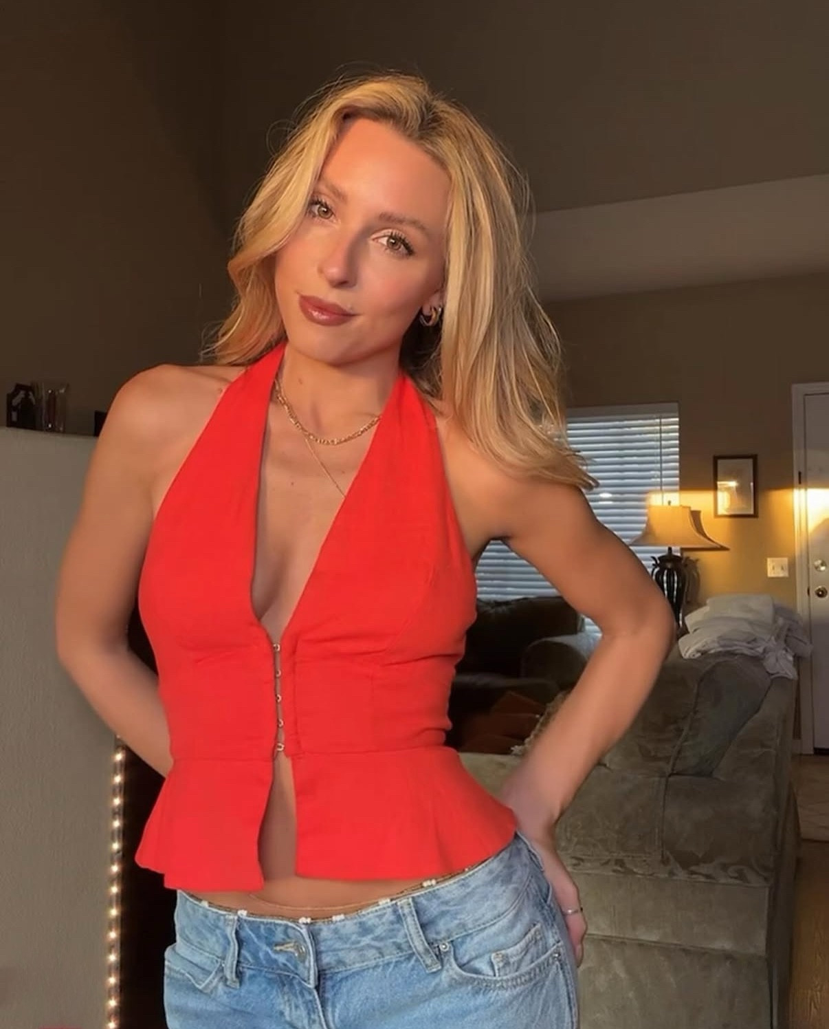 red halter top, bold red top, statement halter, backless halter, Y2K top, low rise jeans, 2000s denim, baggy low rise, vintage low rise, trendy western ankle boots, cowboy boots outfit, western chic, ankle booties, dinner date outfit, girls night out look, night out style, date night outfit, chic dinner look, fall outfit inspo, autumn outfit, fall fashion trends, cozy chic, layered fall look, trendy street style, western vibes, night out aesthetic, cool girl style, model off duty outfit, edgy fall fashion, casual dinner date look, #ltk, #ltkunder, #ltkfashion, #liketoknowit, #ootd, #liketkit, #ltkstyletip, #fashion, #ltkhome, #fallfashion, influencer, blogger, styleinspo, streetstyleinspo, affordablefashion, targetstyle, amazonfashion, styleblogger, fashionblogger, ltkunder100, ltkunder50
Abercrombie, Aritzia, Zara, H&M, Mango, Free People, Revolve, Princess Polly, Urban Outfitters, Skims, Lululemon, Anthropologie, Nordstrom, Amazon Fashion, Express, Steve Madden, Nike, Adidas, Target Style, American Eagle, Hollister, Levi’s, Madewell, UGG, Coach, Michael Kors, Tory Burch, Sephora, Ulta Beauty, back to school outfit, college outfit, date night outfit, dinner outfit, wedding guest dress, teacher outfit, living room, bedding, Amazon home, Amazon basics, Halloween, polka dots, fall outfit

#LTKStyleTip #LTKSeasonal #LTKWorkwear