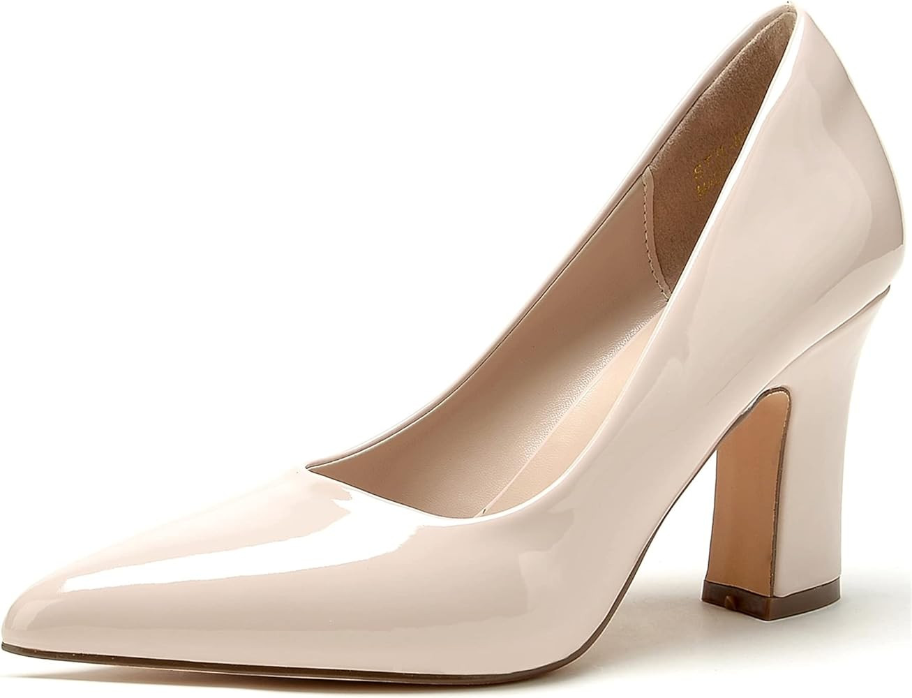 HHTCAL Closed Pointed Toe Chunky Block Heel Pumps High Heels for Women Sexy Elegant Formal Work O... | Amazon (US)