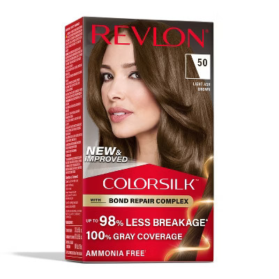 Revlon ColorSilk Permanent Hair Color with Bond Repair Complex - 50 Light Ash Brown - 4.4 fl oz | Target