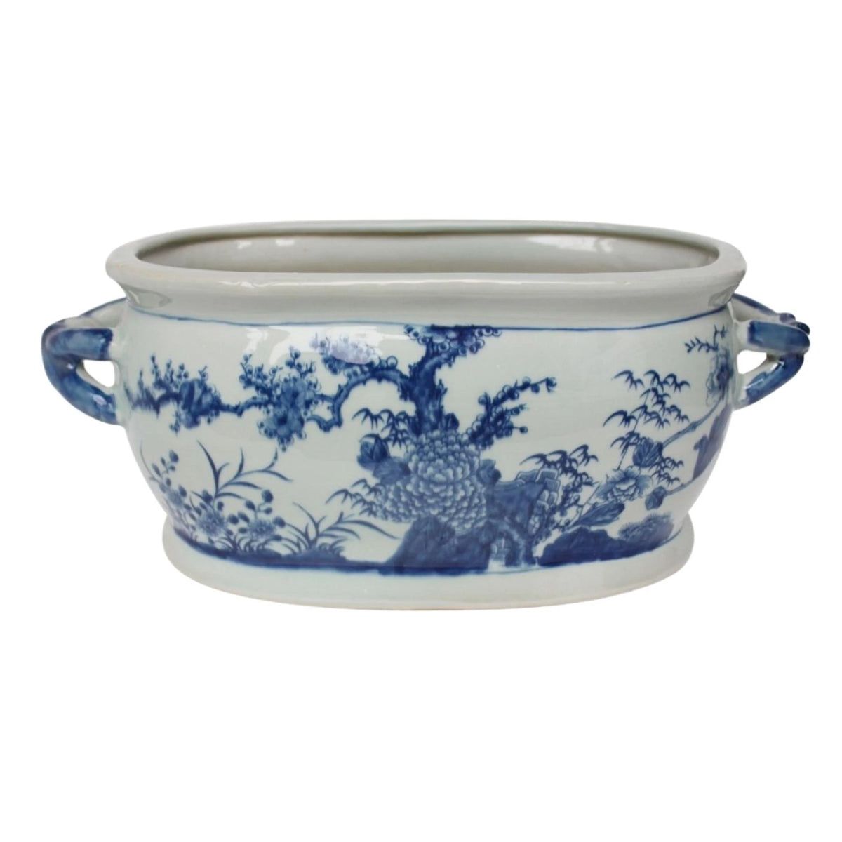 Blue And White Porcelain Four Season Foot Bath Planter | The Well Appointed House, LLC
